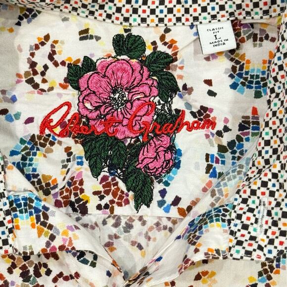 Robert Graham L Neri Mens Printed Button Down Shirt Classic Fit 100% Cotton - Picture 6 of 9